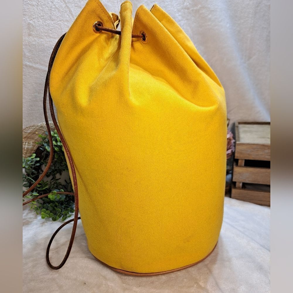 HERMÈS Polochon Yellow Canvas Backpack Bag LARGE PRISTINE CONDITION - Picture 5 of 17